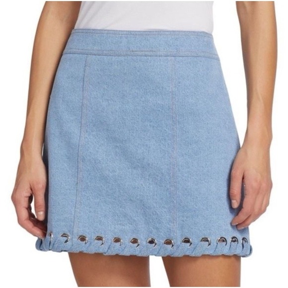 Veronica Beard Davy Gommet  Lined Denim Mini Skirt Size 0 EUC - Picture 1 of 8